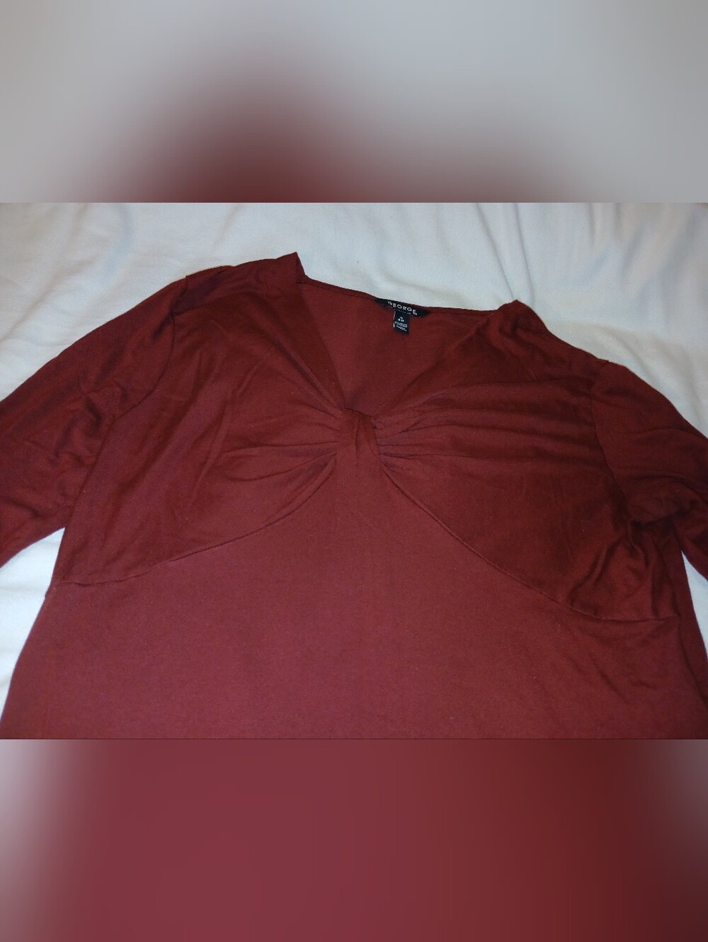 Pre-loved George Women's V-Neck Shirt in Burgundy.